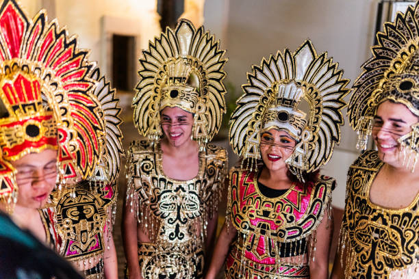 La Pollera dress, La Mejorana national music festival, Guarare village, Los Santos province, Panama - stock photo