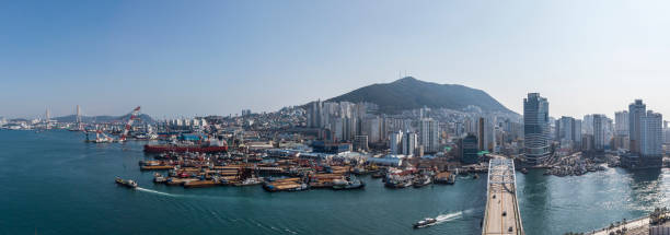 busan harbor aerial view, south korea
