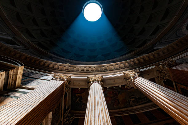 istock Rome, Italy, July 2017, Sunlight Through Pantheon Dome Lights Corinthian Columns, Rome 2187184111