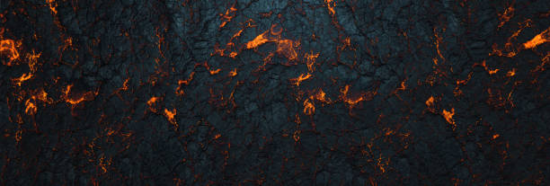 istock Melting lava rocks texture with glowing magma. 3D Rendering 2187186144