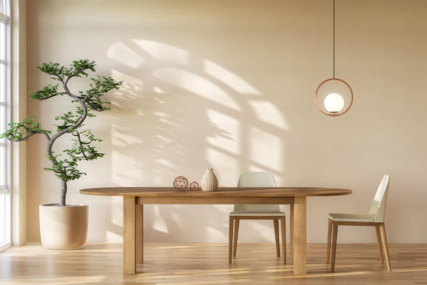 istock Minimal style modern contemporary dining room interior with empty wall for copy space 3d render 2187186442