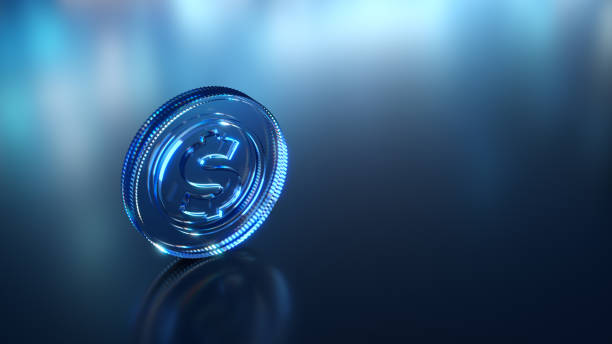 Transparent Coin With US Dollar Currency Symbol on Glossy Surface