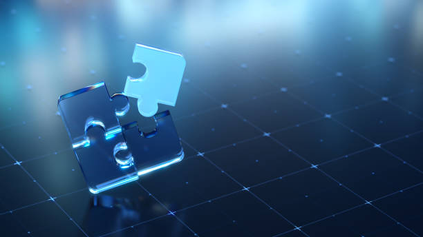 istock Abstract Digital Puzzle Pieces on a Futuristic Grid Background 2187193565
