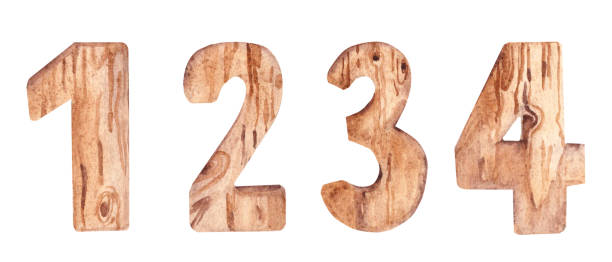 istock Wooden Numbers. One, Two, Three, Four. Front view. Watercolor illustration in rustic style isolated on white background. Design elements. 2187196666