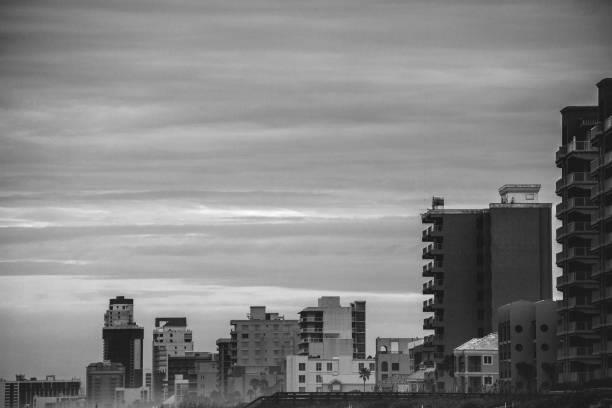 View to South Padre Island waterfront buildings. Texas, USA