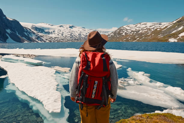 istock Adventurous Hiker Taking in the Breathtaking Views Overlooking a Scenic Glacier Lake 2187205565