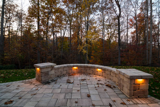 istock Lit Patio in Autumn Twilight 2187206707