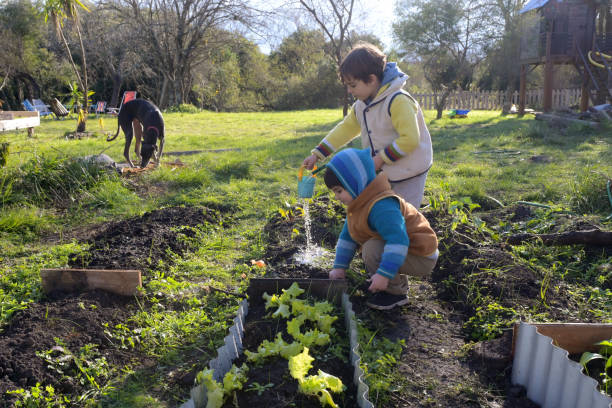 istock Children in the garden. 2187208025