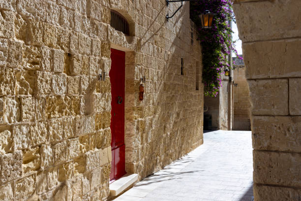 A picturesque view of the historic walled city of Mdina, Malta, featuring its iconic medieval architecture and tranquil surroundings.