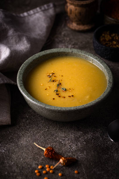 istock Healthy vegan lentil cream soup 2187216133