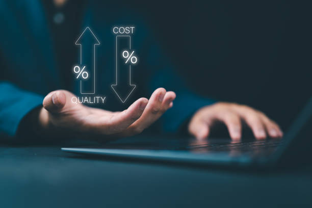 istock Cost reduction concept. Quality increase and cost optimization for products or services to improve and enhance company performance. Successful corporate strategy and management. Effective business, 2187228916