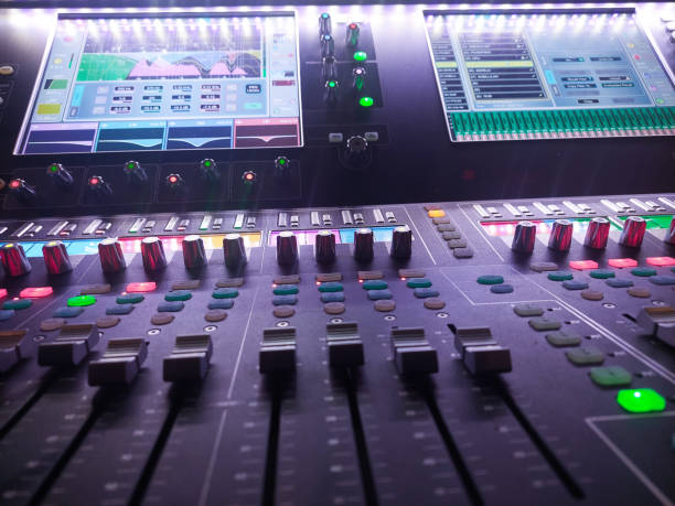 istock professional audio mixer with rgb lights 2187232710