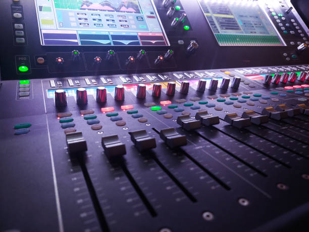 istock professional audio mixer with rgb lights 2187232720