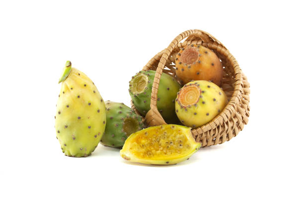 istock Vibrant prickly pears arranged in a wicker basket on white background, highlighting their vivid hues 2187234798