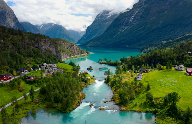 istock Exquisite and Stunning Mountain Landscape Featuring a Turquoise River Found in Norway 2187234822