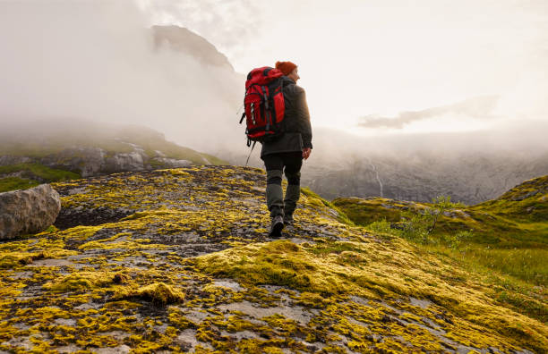 istock Adventurous hiker enthusiastically exploring the stunning and scenic mountain landscape 2187236162