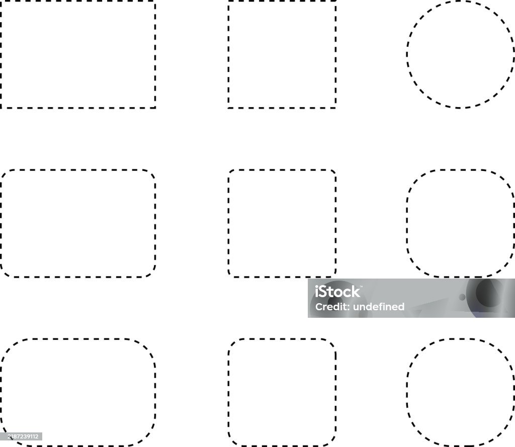 Dashed Line Basic Geometric Shapes Dashed Outline Of Circle Oval Square ...