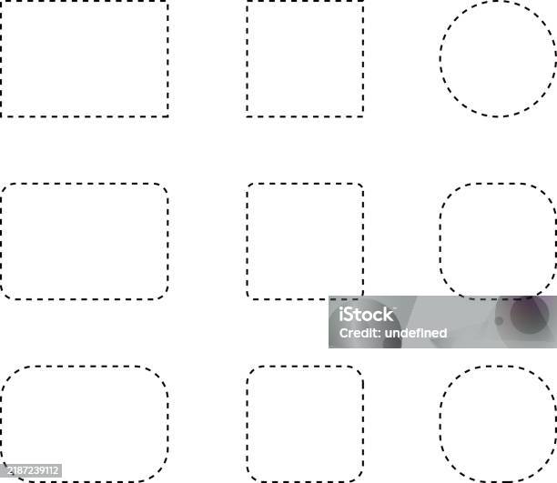 Dashed Line Objects Dashed Line Basic Geometric Shapes Dashed Outline Of Circle Oval Square ...