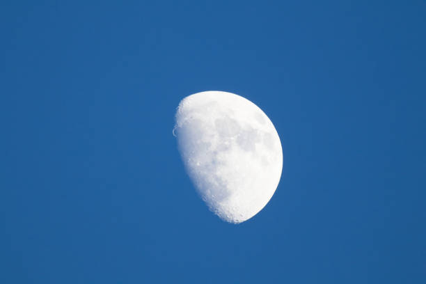 Close up of  The Moon in evening  time with Blue sky background