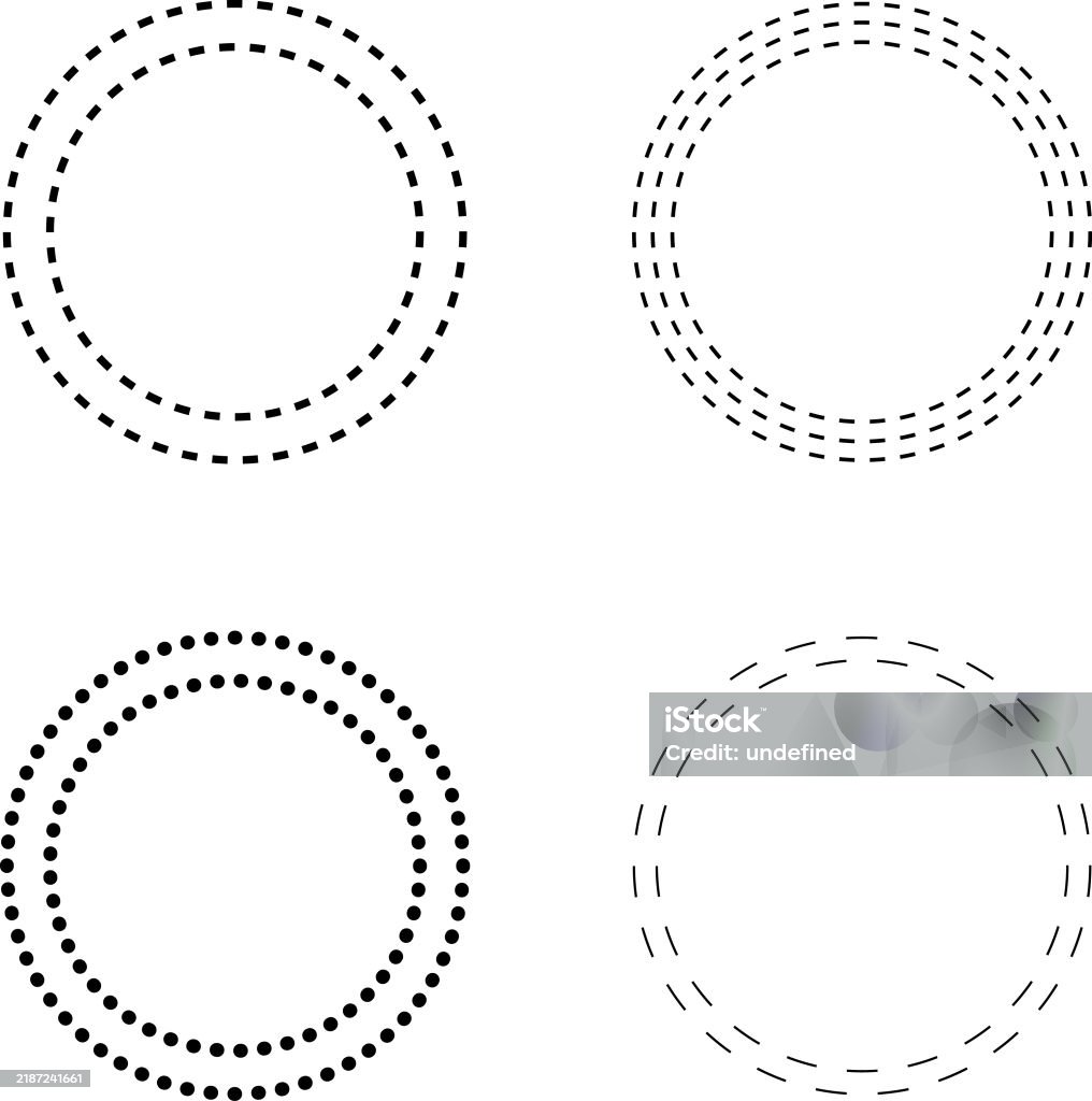 Line Dot Frame Dotted Line Circle Frame Vector Stock Illustration - Download Image Now ...