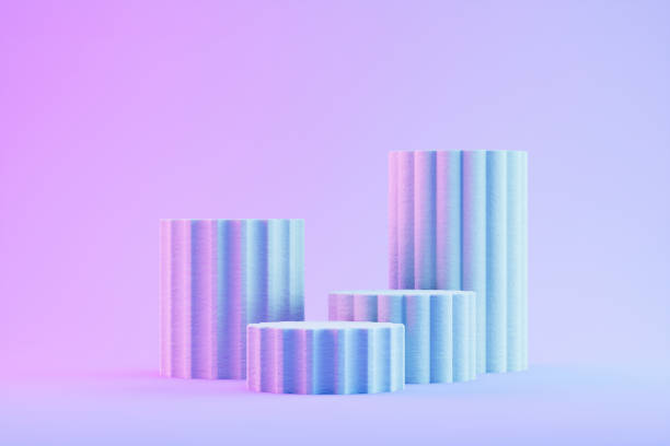 istock Empty Stone Product Podium, Platform, Stand, Exhibition, Neon Lighting Background 2187247761