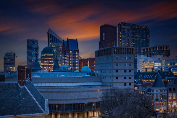 istock skyline of The Hague at dusk 2187249694