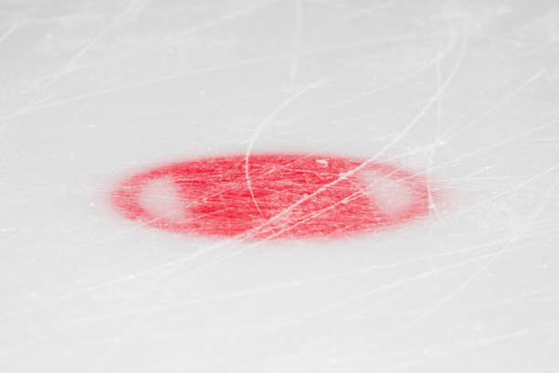 Red circle on ice hockey markings - faceoff spot in hockey