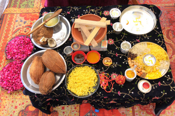 istock Traditional Hindu puja items. 2187251936