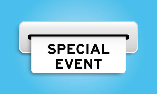 istock White coupon banner with word special event from machine on blue color background 2187252011