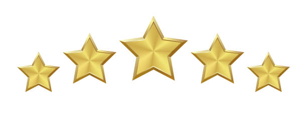 istock Isolated 5 shiny gold on a transparent background, brass star with metallic effect. Five elements for medals, awards, rating designation, hotels status, customer feedback, review. Vector EPS10 2187256203