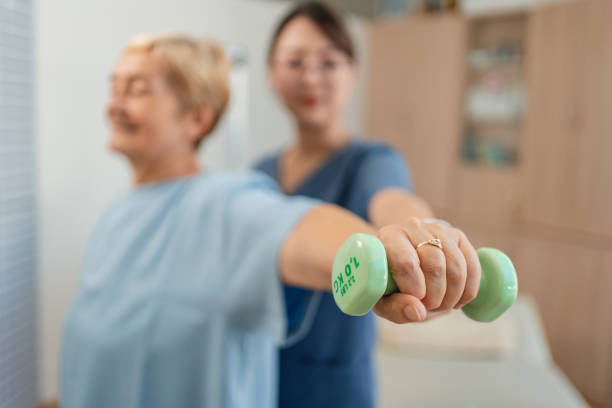 istock Senior woman in a physical therapy session 2187257084