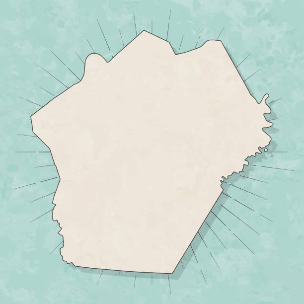 Map of Wayne County - Kentucky, in a trendy vintage style. Beautiful retro illustration with old textured paper and light rays in the background (colors used: blue, green, beige and black for the outline). Vector Illustration (EPS file, well layered and grouped). Easy to edit, manipulate, resize or colorize. Vector and Jpeg file of different sizes.