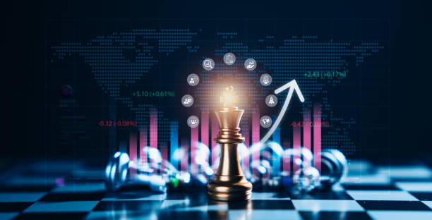 istock Strategic Planning for Business Success: Golden Chess King on Graph 2187258543
