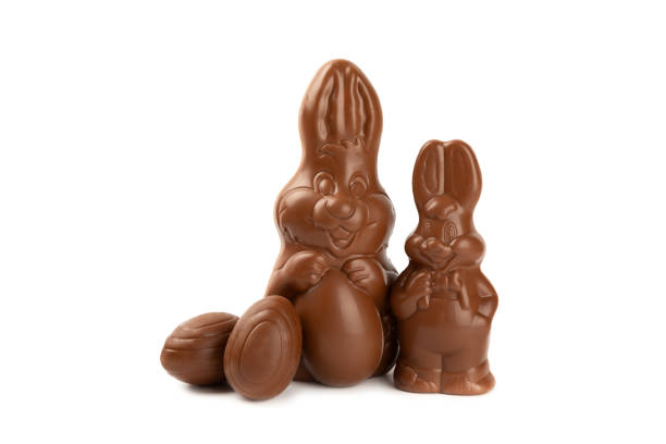 istock Easter chocolate bunny, chick and chocolate eggs isolated on white background. Chocolate eggs and other sweets. Easter celebration concept. Easter sweets on the table. Place for text. copy space. 2187260904