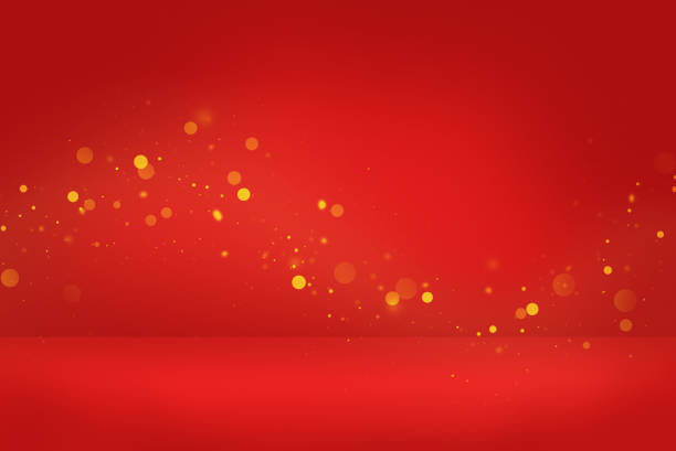 istock Red soft focus background with gold bokeh lights and sparkles. 2187261200