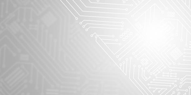 istock Modern and futuristic technology schematic diagram.Glowing circuit board on gray background. Diagonal circuit board 2187263891