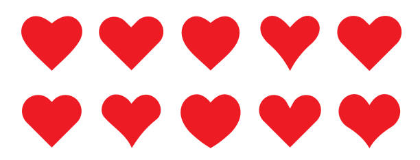 Hearts isolated on white. Hearts in linear and flat. Love icon. Valentines day signs or symbols. Vector illustration.