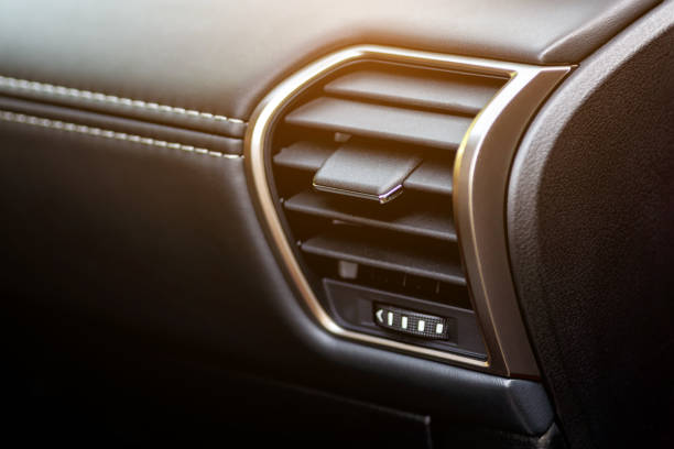 Inside the car.Car ventilation system and air conditioning. Modern car interior details.Detailing.