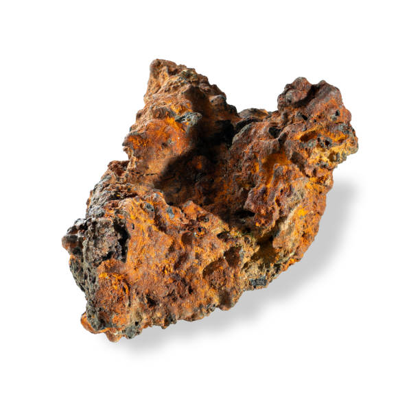 istock Close-Up of Natural Rusty Iron Ore Sample on White Background. 2187272323