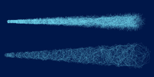 istock Vector illustration of two streams consisting of blue line polygons isolated on dark background. 2187281710