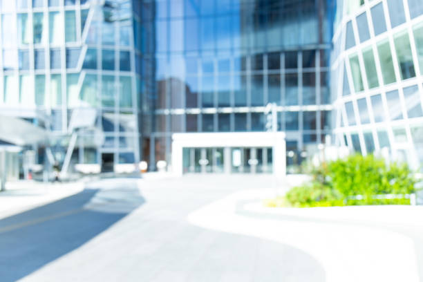 Glass curtain wall of modern office building