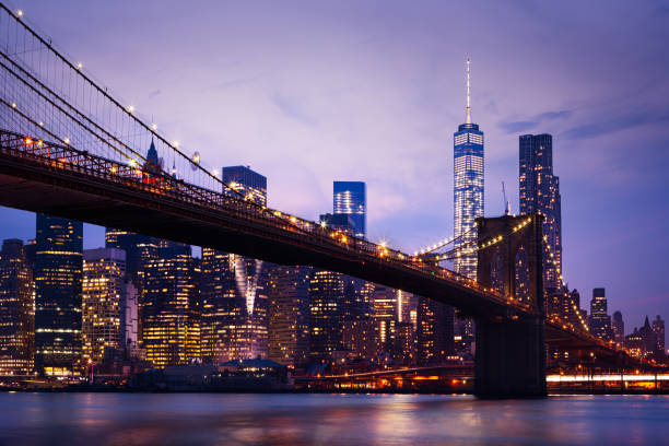 istock Brooklyn Bridge and NYC Skyline at Night 2187302128