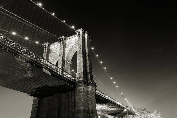 istock Brooklyn Bridge at Night, Monochrome 2187302138
