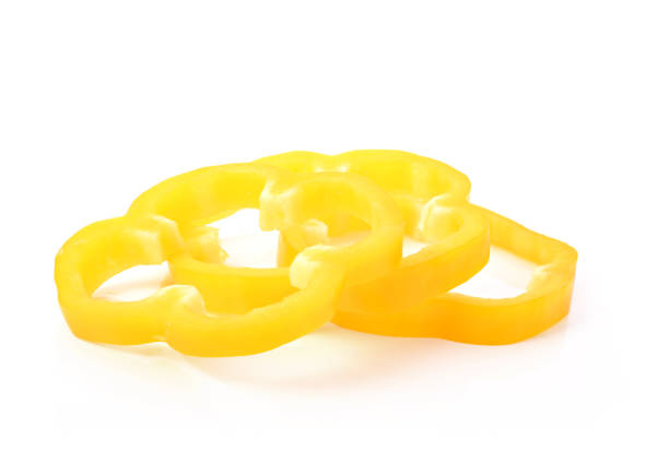 Slice of Sweet yellow pepper. Isolated on a white background.