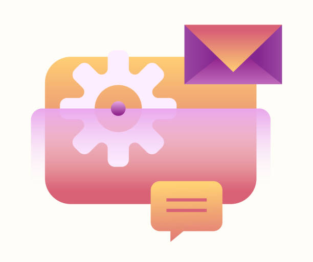 Purple orange vector message illustration. Contact vector icon. Stock illustration. Isolated. vector art illustration