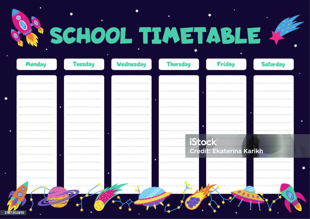 Space Timetable Space School Timetable With Space Elements Stock Illustration ...