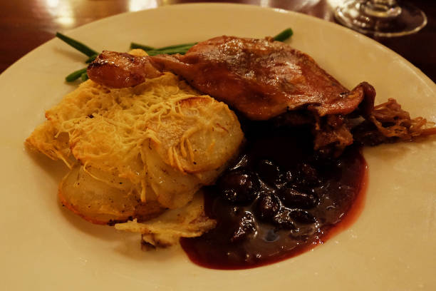 istock Close up roasted BBQ duck breast served with balsamic sauce and mashed potato 2187304565
