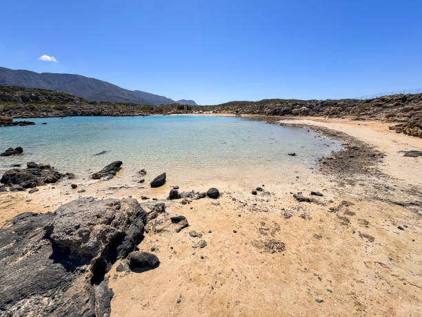 Landscape of calm sea, coast of Greece, beach of Crete