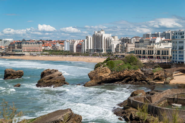 istock Rocks on the beach of Biarritz 2187308432