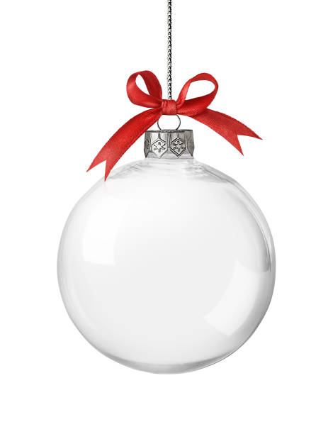 istock Christmas glass ball with satin red bow isolated on white background 2187308562